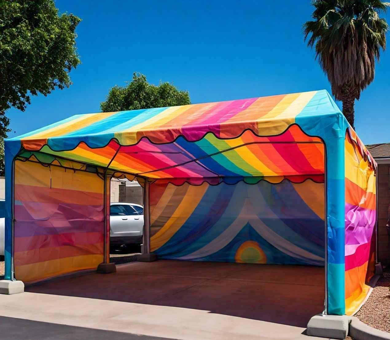 Fabric car parking shade